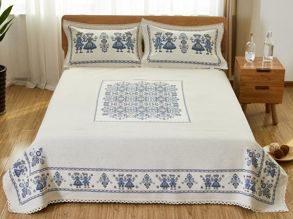 美博盛爾亞麻涼席 大麻人藍色